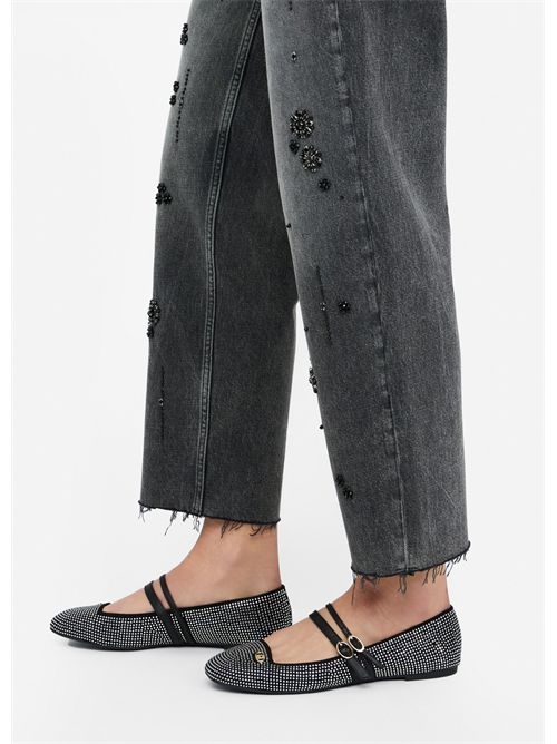 Jeans straight con strass LIU JO | UF5115D4854/87455
